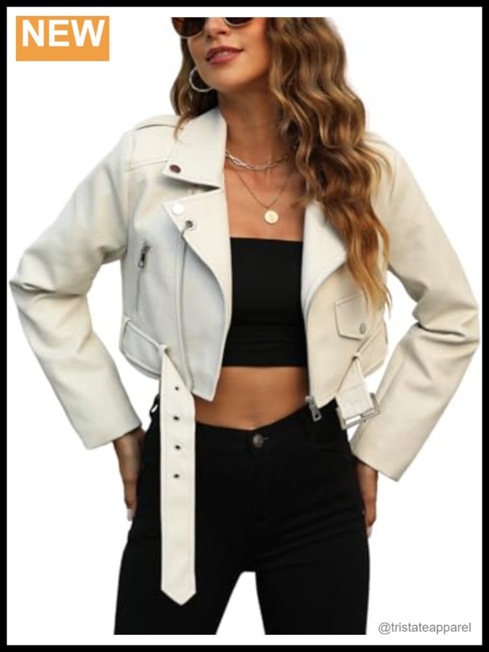 Women's Cropped Faux Leather Moto Jacket Bomber PU Coat